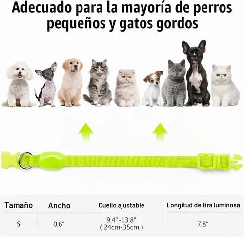 Vista 5 de Collares de perro con luz Visinite para perros pequeños, collar de perro LED recargable, collar de perro iluminado totalmente ajustable, collares