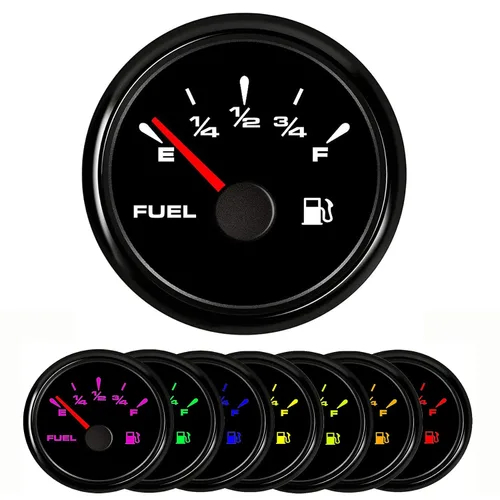Vista 2 de SAMDO Medidor de Nivel de Combustible Digital Universal Universal Señal Ajustable de 7 Colores de Retroiluminación de 52mm 12V/24V 0-190ohm