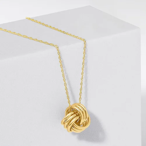 Vista 5 de Ross-Simons 14kt Yellow Gold Love Knot Pendant Necklace