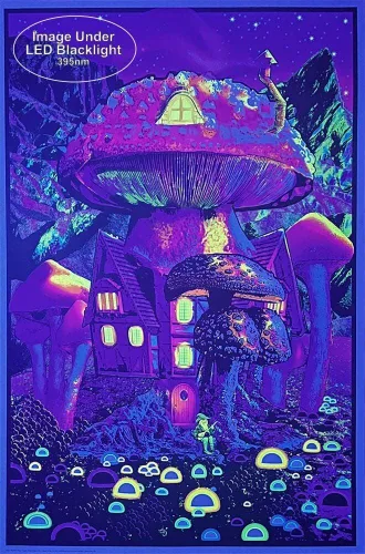 Vista 2 de Studio B Mushroom House - Póster no flocado con luz negra, 24 x 36 pulgadas