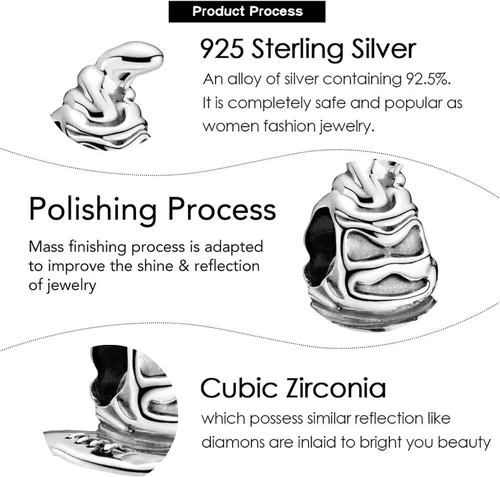 Vista 5 de VALGACLS Sparkling Levelled Hearts Charm for Bracelets Necklace 925 Sterling Silver Love Charms Cubic Zirconia Charm Valentine's Day Mother's Day