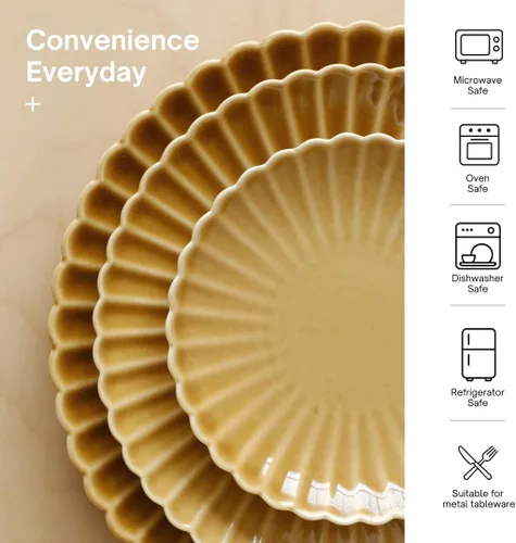 Vista 3 de WENSHUO Juego de 6 platos de cerámica para desayuno, 6.7 pulgadas, pétalos