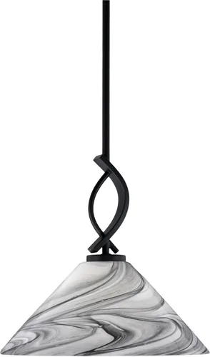 Vista 83 de Toltec Lighting Cavella Stem Colgado Mini colgante, acabado grafito, vidrio de muselina blanca de 4 pulgadas