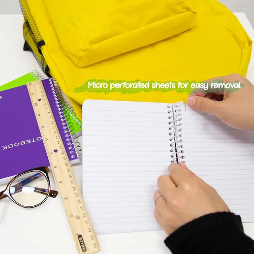 Vista 5 de BAZIC Products 100 cuadernos de poli de 5 x 7 pulgadas con espiral, para oficina de notas escolares, juego de 6