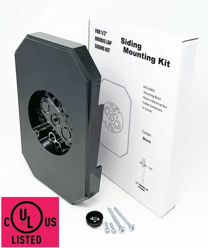 Vista 2 de iMBAPrice 8141DBL-BK - Kit de montaje lateral negro UL listado para luz exterior con caja eléctrica integrada para revestimiento doble de 4 pulgadas
