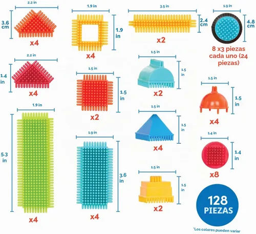 Vista 3 de Bristle Blocks Juguete Bloques de construcción para niños (80 piezas en tarro)