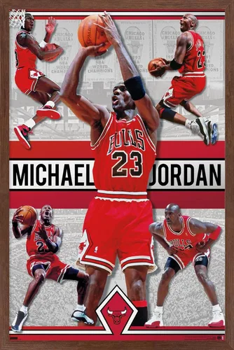 Vista 10 de Trends International Michael Jordan - Póster de collage de pared, 14.725 x 22.375 pulgadas, versión enmarcada de madera de granero