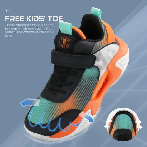 Vista 3 de brooman Zapatos de baloncesto para niños y niñas, zapatos deportivos antideslizantes para la escuela
