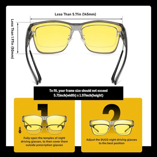 Vista 3 de DUCO Lentes de conducción de visión nocturna para hombres y mujeres, antirreflejos, polarizados, amarillos, lentes nocturnos, 8990Y, Lente de visión