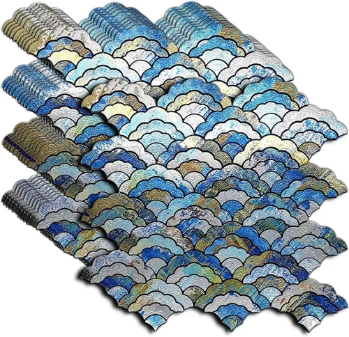 Vista 8 de XUANINY - 11 hojas de azulejos autoadhesivos para salpicaduras de metal, mosaico de aluminio en forma de nube 3D con adhesivo para decoración