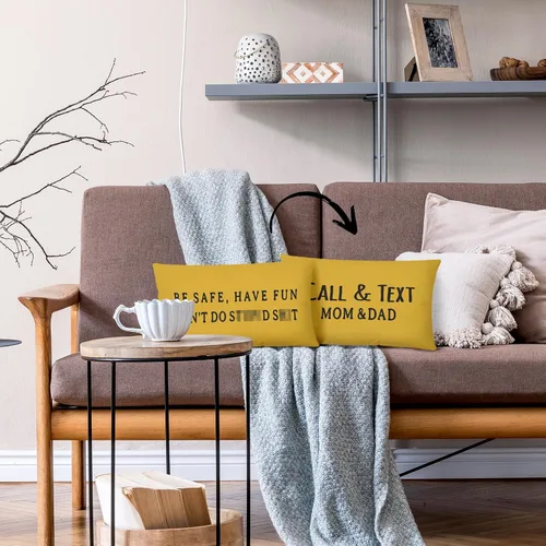 Vista 22 de Mingnei Funda de almohada con texto en inglés "Call Your Mom", divertida funda de almohada reversible decorativa de 12 x 20 pulgadas, regalos