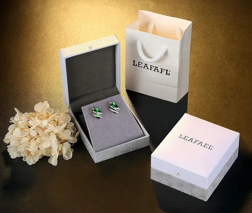 Vista 5 de Leafael - Aretes de piedra de piedra de forma focal con cristales de Swarovski, chapados en oro rosa de 18 quilates, tono plateado, níquel plomo