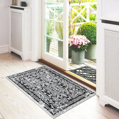 Vista 7 de Vaukki Alfombra de pasillo, alfombra vintage peluda y suave para lavandería, alfombra antideslizante para entrada, alfombra lavable de estilo granja