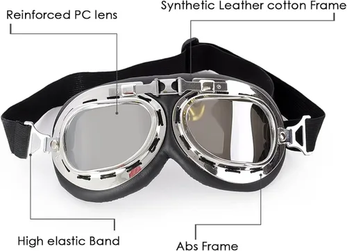 Vista 3 de Gafas de cosplay Steampunk para motocicleta, disfraz retro estilo piloto