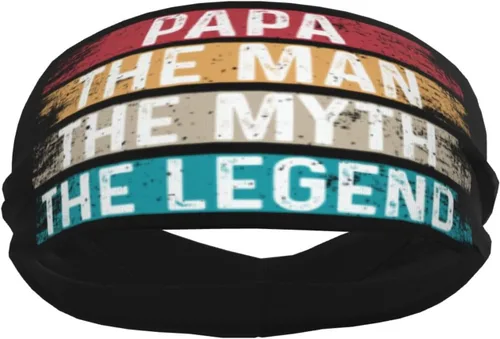 Vista 4 de Papa The Man The Myth The Legend Headband for Men Women Sports Sweatband for Fitness Exercise Moisture Wicking Running Yoga Hairbands