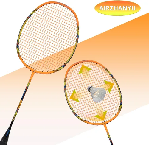 Vista 2 de Raqueta de bádminton, raquetas de bádminton, ofensivas y defensivas, ligeras de fibra de carbono de 2.65 oz de una sola pieza, moldeadas
