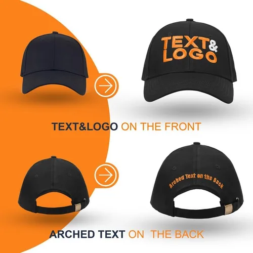 Vista 3 de Decentech Gorra de béisbol personalizada bordada Logo Texto delantero y trasero personalizado Sombrero