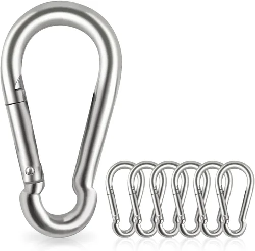Vista 8 de Clips de mosquetón de bloqueo, gancho de resorte de acero inoxidable, mosquetón de bloqueo resistente, 304 de acero inoxidable de alta calidad
