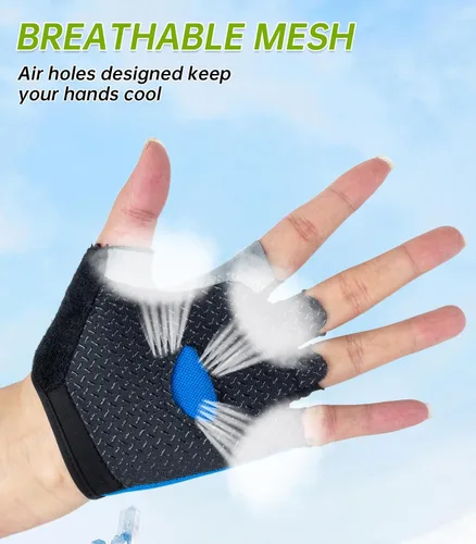 Vista 6 de WULI Guantes de ciclismo de medio dedo para hombres y mujeres, guantes de fitness para ciclismo, transpirabilidad, equipo de yoga antideslizante