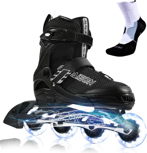 Vista 8 de PAPAISON Patines en línea ajustables para niños y adultos con ruedas completamente iluminadas, patines de ruedas para exteriores para niñas y niños