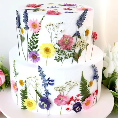 Vista 9 de Decoraciones para tartas de otoño, flores prensadas, hojas de arce