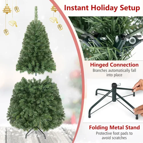 Vista 7 de HAPPYGRILL Árbol de Navidad artificial preiluminado de 4 pies con 296