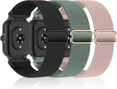 Vista 8 de Bolesi Correas elásticas de nailon compatibles con Amazfit Active 2 (cuadradas)/Active 3 Premium/Active, paquete de 3 correas deportivas de repuesto