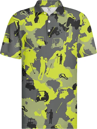 Vista 3 de HIVICHI Golf Shirts for Men Funny Hawaiian Crazy Print Mens Polo Shirt