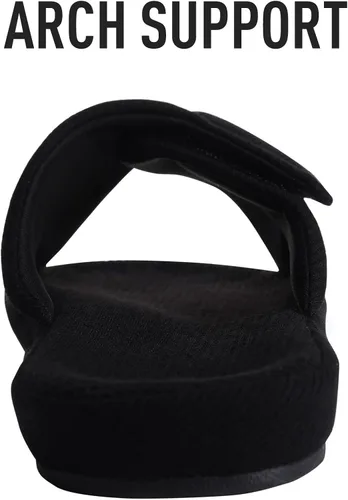 Vista 4 de shevalues Pantuflas de verano para mujer, con soporte de arco, transpirables, de algodón gofre, para interiores, con puntera abierta, zapatos