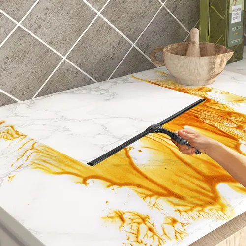 Vista 3 de Escobilla de ducha de silicona multiusos para puerta de cristal de ducha, con 2 ganchos y mini escobilla rosa, para vidrio de baño, automóvil, pared