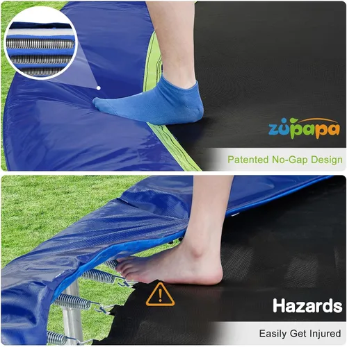 Vista 3 de Zupapa 1800LBS Capacity No-Gap Design 16 15 14 12FT Trampoline with Safety Enclosure Net and Non-Slip Ladder 10-Year Quality Assurance Perfect for