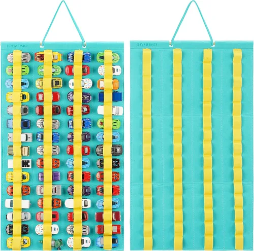 Vista 10 de Organizador de almacenamiento colgante para autos de juguete, vitrina de fieltro con capacidad para 60 autos de juguete (sin accesorios) (negro)