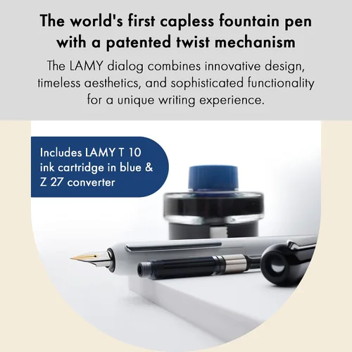 Vista 6 de Lamy diálogo negro – pluma estilográfica sin tapa con mecanismo de giro – Pluma de oro de 14 kt, parcialmente chapado en platino & en tamaño M