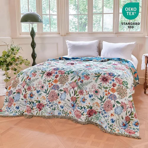 Vista 236 de MSGKV - Manta bohemia/primaveral de algodón para sofá y sala de estar, de gasa acogedora, de 50 x 60 pulgadas 50"x60" Cotton Throw, Woven Bird