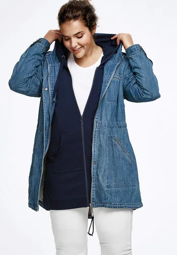 Vista 5 de Ellos Chaqueta vaquera Anorak con capucha de talla grande para mujer