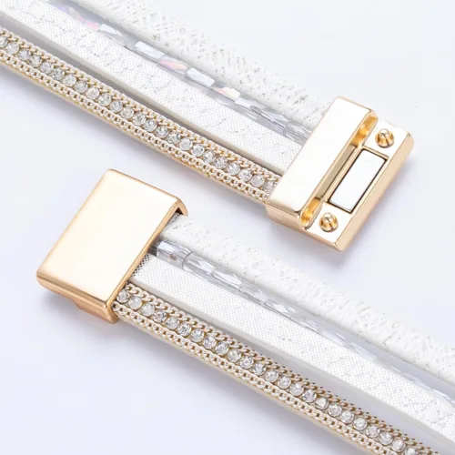 Vista 209 de FANCY SHINY - Pulsera de cuero estilo bohemio, pulsera de cuentas de cristal con cierre magnético, regalos de joyería para mujer