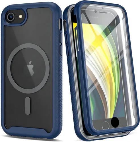 Vista 26 de IDweel para iPhone SE 2020, para iPhone 8 y 7 y SE 2022 (SE 2ª/3ª), funda protectora de cuerpo completo de ajuste delgado con amortiguación de Negro