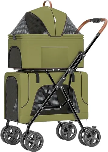 Vista 4 de pet Toilet Portable Folding Double-Deck Pet Stroller, Detachable Separation for Dogs, Cats and Pets Standard Litter Boxes(Blue)
