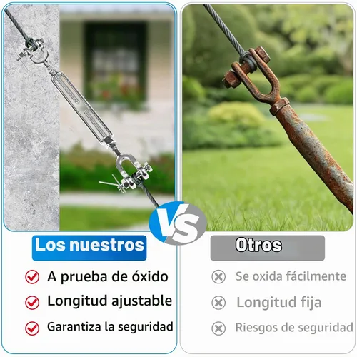 Vista 5 de 2 tensores M12 de 1/2 pulgada de acero inoxidable 304 de mandíbula y mandíbula tensor de mandíbula, tensor de cable resistente, límite de carga
