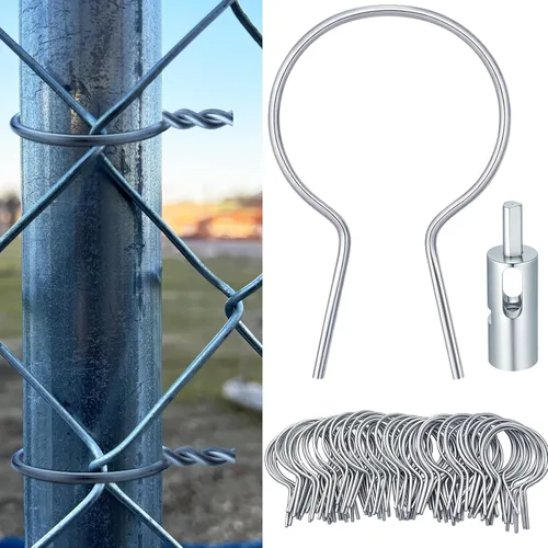 Vista 13 de Hicarer 200 piezas de amarres de cerca giratorios de 2-7/8" DE de acero galvanizado preformado calibre 9 con mandril de taladro herramientas
