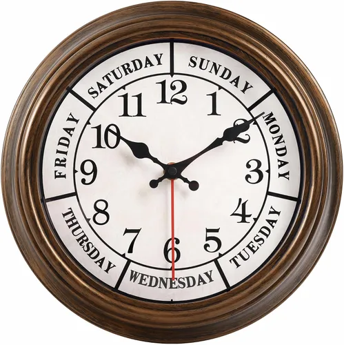 Vista 18 de 45 Min - Reloj de pared para interiores y exteriores, 12 pulgadas, estilo retro, 03 12 plata