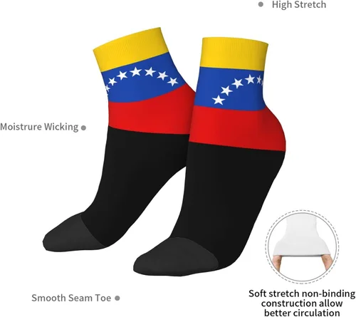Vista 7 de GDJF Calcetines tobilleros de la bandera de Venezuela para verano, corte bajo, deportivos, cómodos, transpirables, casuales, para hombre y mujer, 1