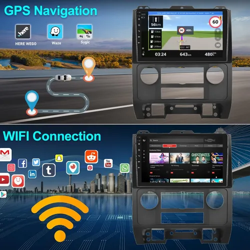 Vista 3 de 2G+64G Android 13 Estéreo de coche con Apple Carplay Android Auto para 2008-2012 Ford Escape Mazda Tribute 9 pulgadas pantalla táctil Radio de coche