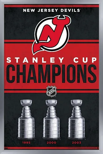 Vista 11 de Trends International NHL New Jersey Devils - Póster de pared Champions 23, 14.72 x 22.37 pulgadas, versión enmarcada de madera de granero