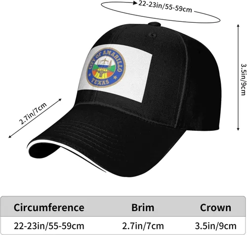Vista 6 de Amarillo Texas Seal Baseball Cap for Men Women Hats Adjustable Outdoor Trucker Hat