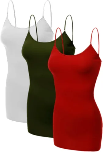 Vista 114 de Emmalise Camisola larga casual básica para mujer, con tirantes ajustables, top en capas