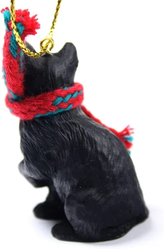 Vista 2 de Conversation Concepts Adorno navideño de gato negro con bufanda Tiney Ones
