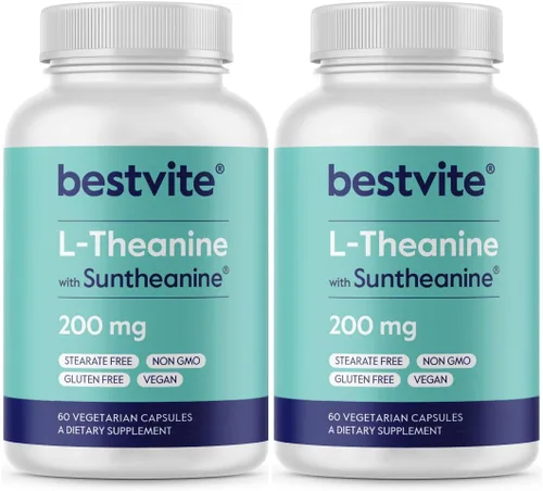 Vista 8 de BESTVITE Double Strength Suntheanine L-Teanina 200mg - Patentado y estudiado clínicamente - 60 cápsulas vegetarianas - Vegano - Sin estearatos - Sin