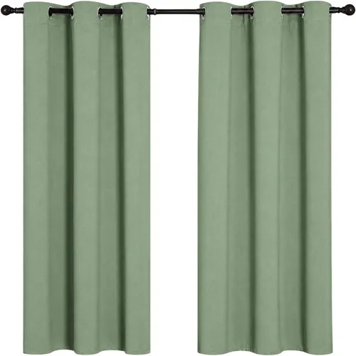 Vista 25 de Cortinas opacas para oscurecer la habitación, con aislamiento térmico, cortinas opacas con ojales para puertas y ventanas de poliéster
