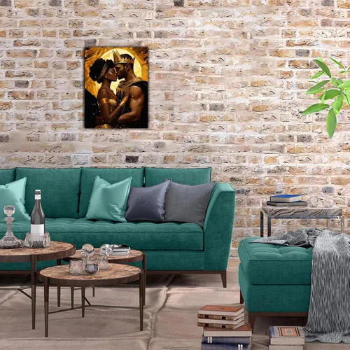 Vista 86 de Arte de pared afroamericano, decoración de rey y reina bailarín negro para sala de estar, arte de pareja de amor negro para dormitorio, lienzo